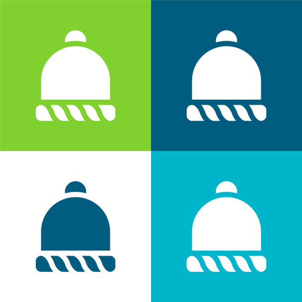 Beanie Flat conjunto de iconos mínimo de cuatro colores - Vector, imagen