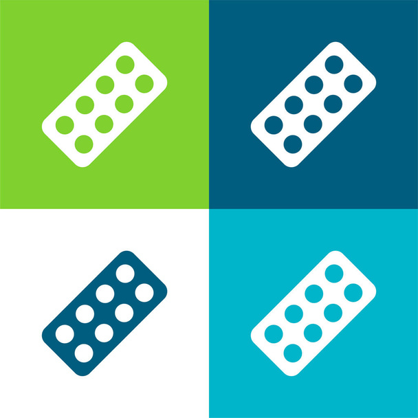 Antibióticos Conjunto mínimo de iconos de cuatro colores planos - Vector, Imagen