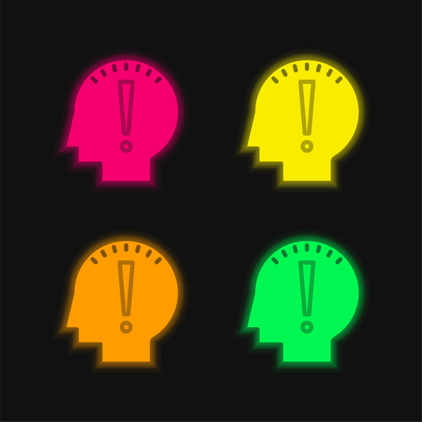 Kezdje négy szín izzó neon vektor ikon - Vektor, kép