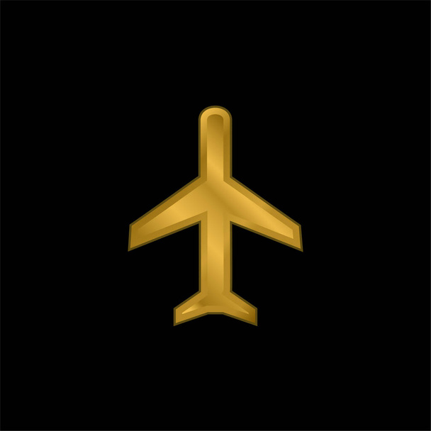 Avião banhado a ouro ícone metálico ou vetor logotipo - Vetor, Imagem