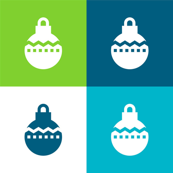 Bauble Flat four color minimal icon set - Vector, Image