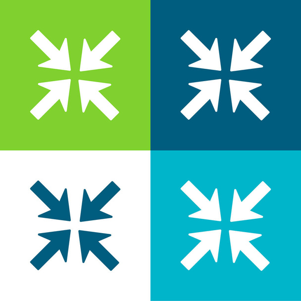 Pfeil Join Flat Four Color Minimal Icon Set - Vektor, Bild