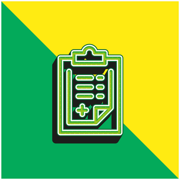 Admision Form Zöld és sárga modern 3D vektor ikon logó - Vektor, kép