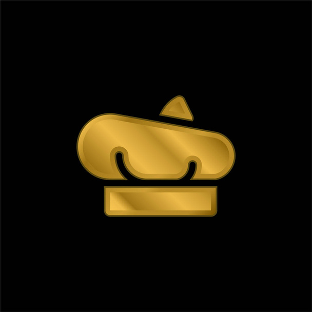 Boina chapado en oro icono metálico o logo vector - Vector, imagen