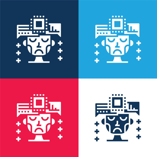 Análisis azul y rojo conjunto de iconos mínimo de cuatro colores - Vector, Imagen