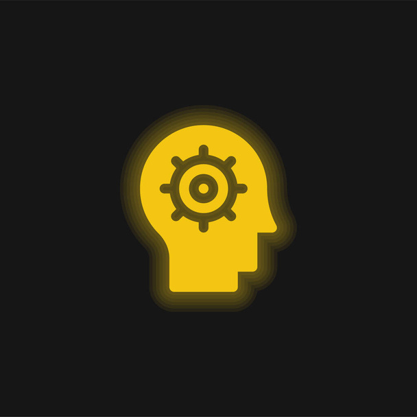 Τεχνητή νοημοσύνη κίτρινο λαμπερό νέον εικονίδιο - Διάνυσμα, εικόνα