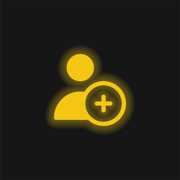ユーザー黄色の輝くネオンアイコンを追加 - ベクター画像