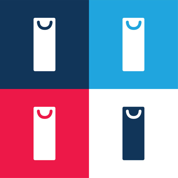 Мешок синий и красный четыре цвета минимальный набор значков - Вектор,изображение