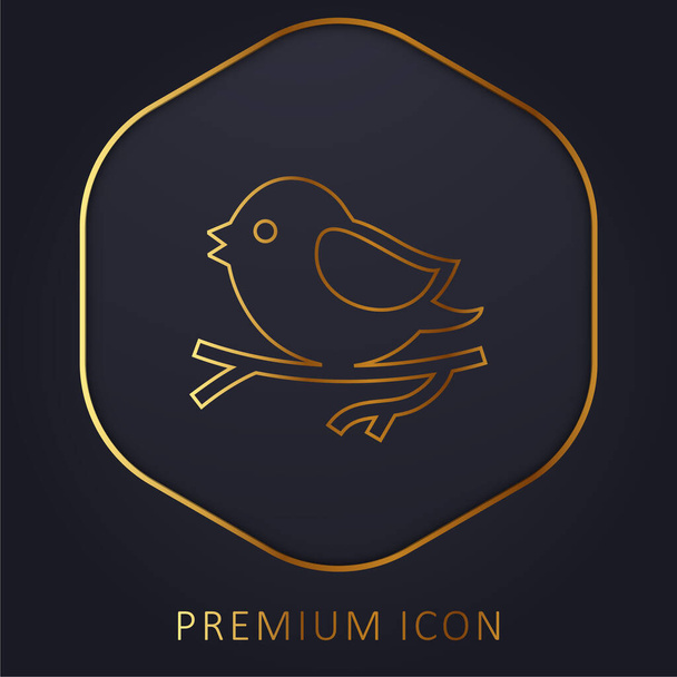 Bird On Branch ligne d'or logo premium ou icône - Vecteur, image