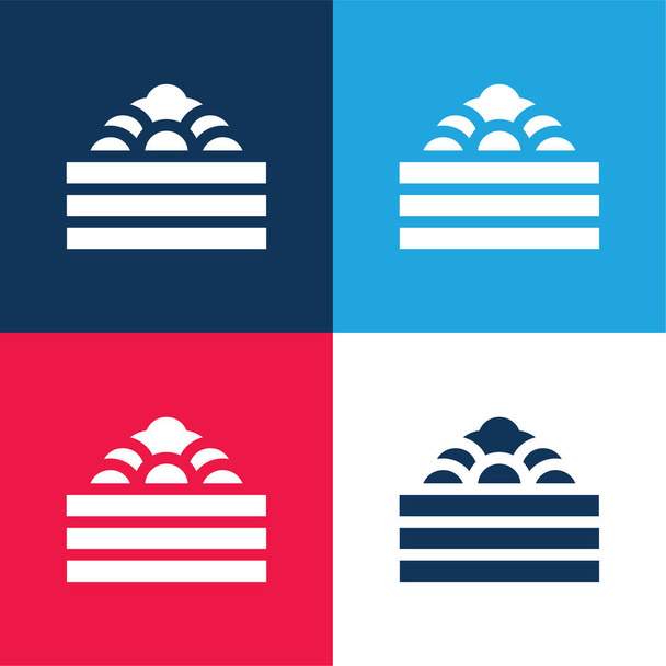 Ball Pool blue and red four color minimal icon set - Vector, Image