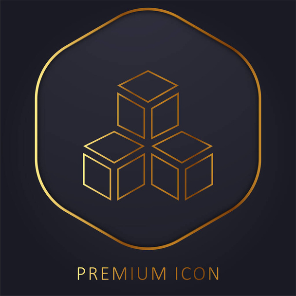 Złota linia 3d logo premium lub ikona - Wektor, obraz