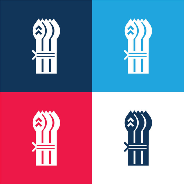 Espargos azul e vermelho quatro cores conjunto de ícones mínimos - Vetor, Imagem