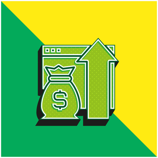 Arrow Green and yellow modern 3d vector icon logo - Vector, Image