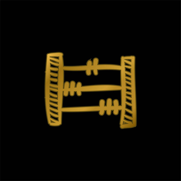 Abacus Käsin piirretty Opetuslelu kullattu metallinen kuvake tai logo vektori - Vektori, kuva