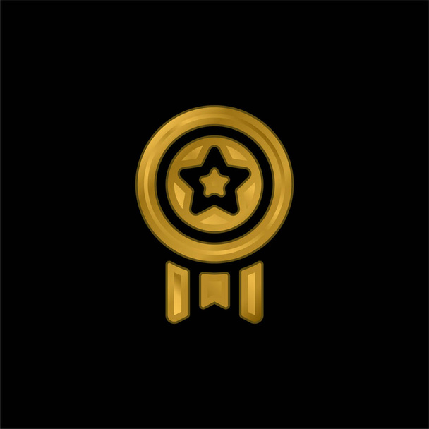 Achievement gold plated metalic icon or logo vector - Vector, Image