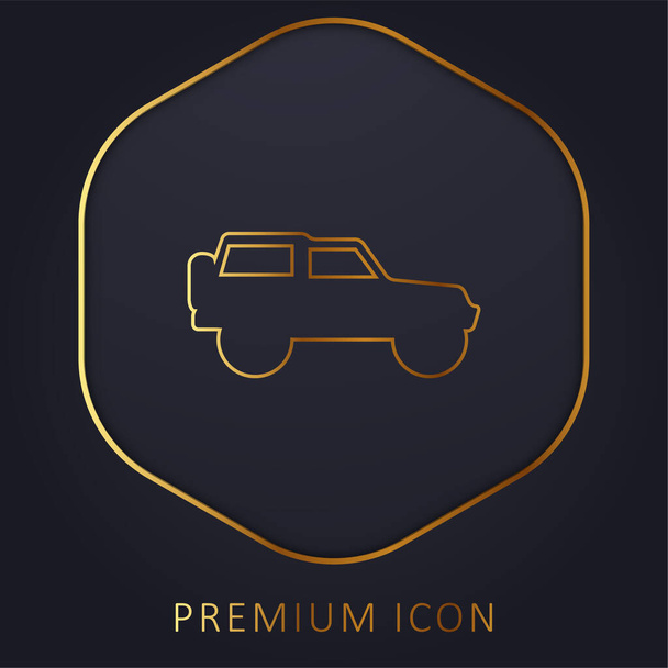 Logo o icono premium de la línea dorada 4x4 Adventure Sportive Transport Side View - Vector, imagen