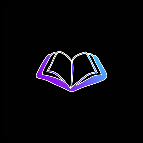 Book Hand Drawn Opened Tool blue gradient vector icon - Vector, Image