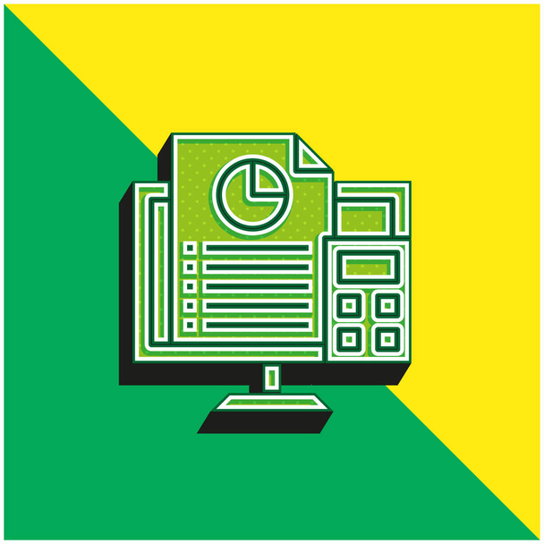 Contabilidad verde y amarillo moderno vector 3d icono del logotipo - Vector, Imagen