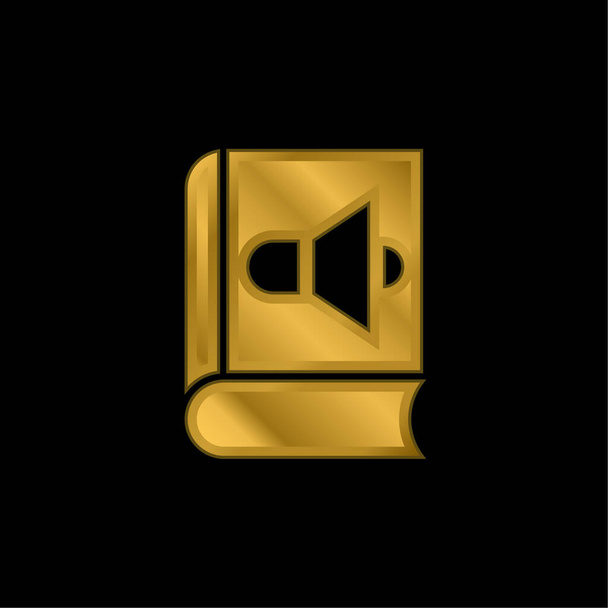 Audiolibro chapado en oro icono metálico o logo vector - Vector, Imagen