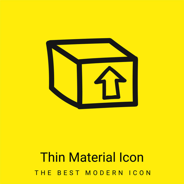 Box balíček s šipkou nahoru ručně kreslený symbol minimální jasně žlutý materiál ikona - Vektor, obrázek