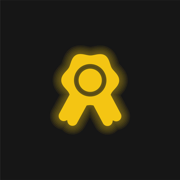 Abzeichen mit Schleife gelb leuchtende Neon-Symbol - Vektor, Bild