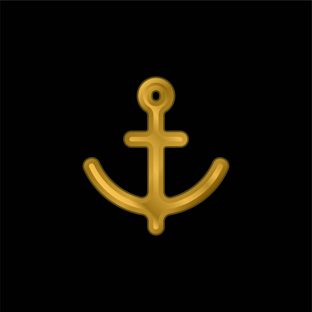 Якір золотий металевий значок або вектор логотипу
 - Вектор, зображення