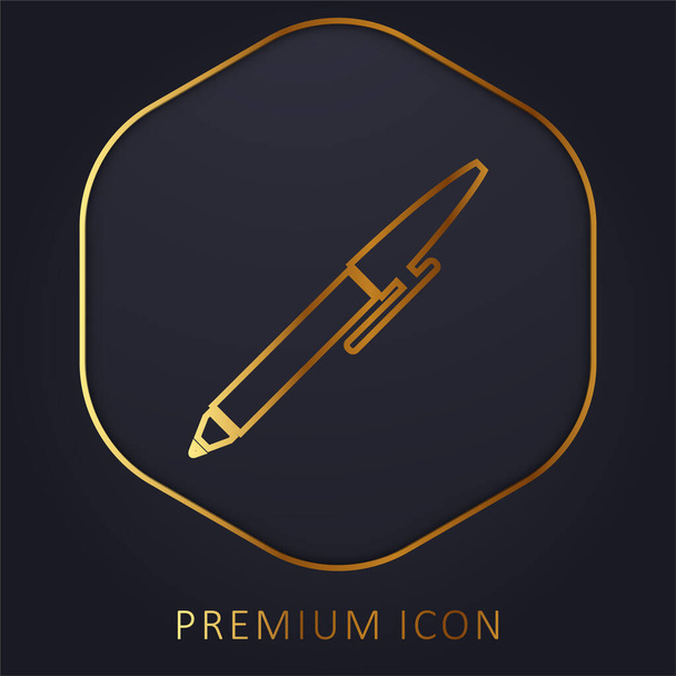 Bolígrafo línea de oro logotipo premium o icono - Vector, imagen