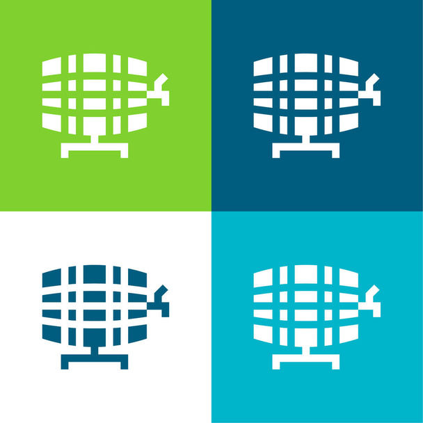 Set di icone minimali a quattro colori piatti rubinetto birra - Vettoriali, immagini