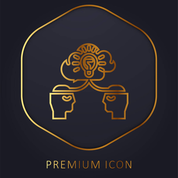 Brainstorm arany vonal prémium logó vagy ikon - Vektor, kép