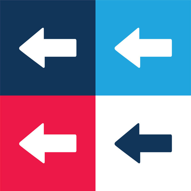 Arrow Pointing To Left blue and red four color minimal icon set - Vector, Image