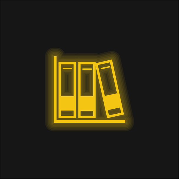 Βιβλία για μελέτη κίτρινο λαμπερό νέον εικονίδιο - Διάνυσμα, εικόνα