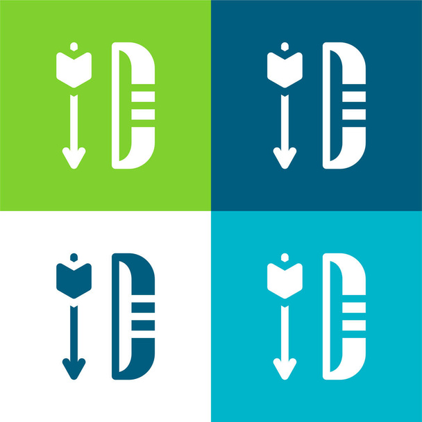 Arco Plano de cuatro colores mínimo icono conjunto - Vector, Imagen