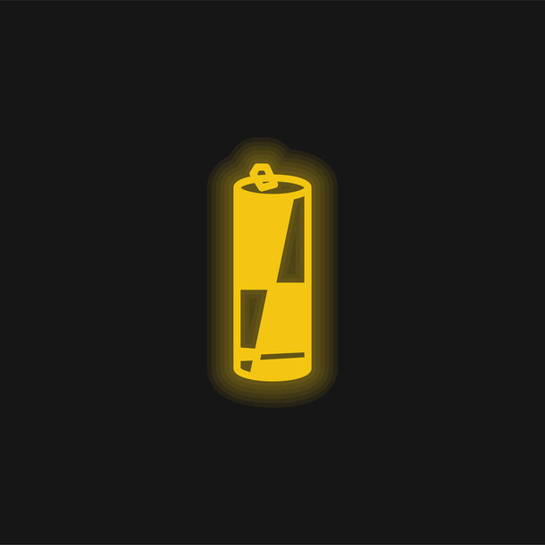 Вариант батареи Черно-белый желтый светящийся неоновый значок - Вектор,изображение