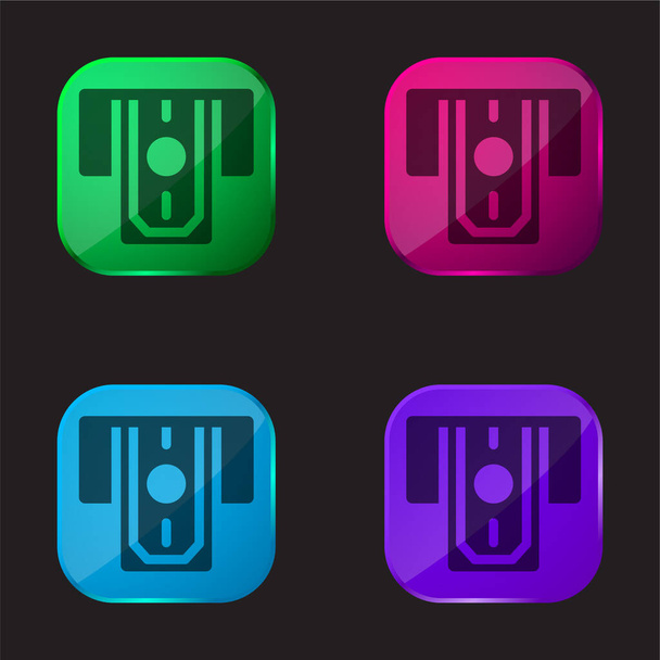ATM Efectivo icono de botón de cristal de cuatro colores - Vector, Imagen