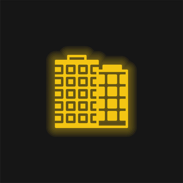 Apartman sárga ragyogó neon ikon - Vektor, kép