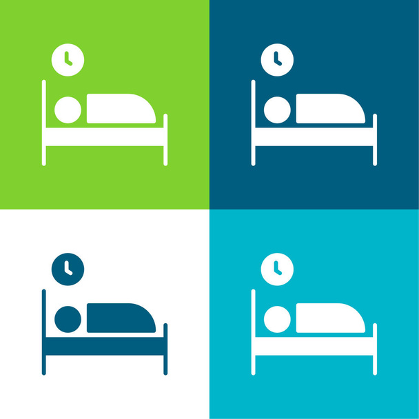 Camera da letto Set icona minimale a quattro colori - Vettoriali, immagini
