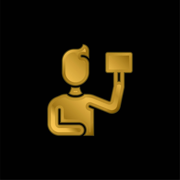 Bidding gold plated metalic icon or logo vector - Vector, Image
