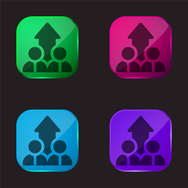 Ascension icône bouton en verre de quatre couleurs - Vecteur, image