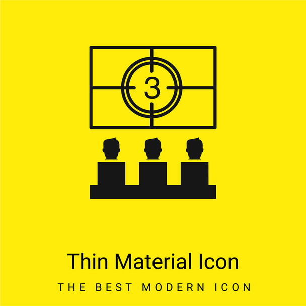 Audience Watching On Cinema Theater minimal bright yellow material icon - Vector, Image