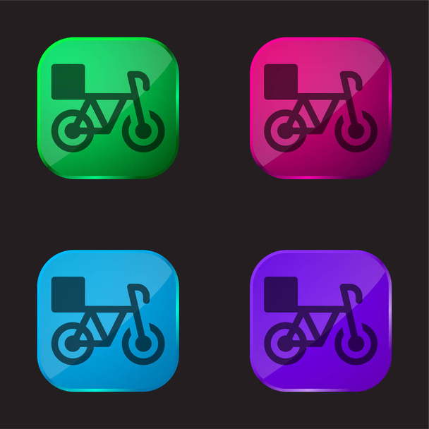 Велосипед чотирикольоровий скляна кнопка
 - Вектор, зображення