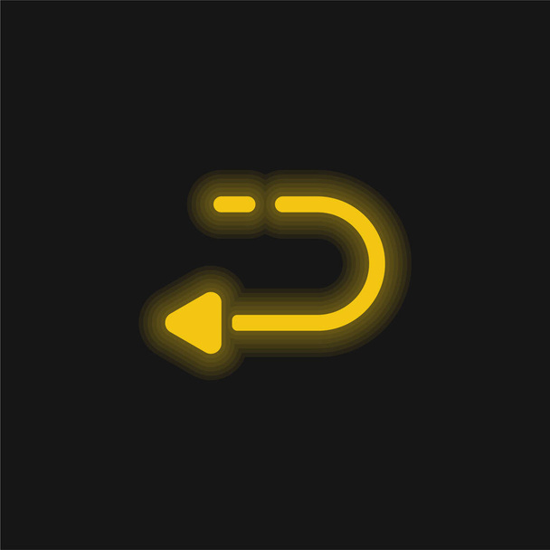 Terug geel gloeiend neon icoon - Vector, afbeelding