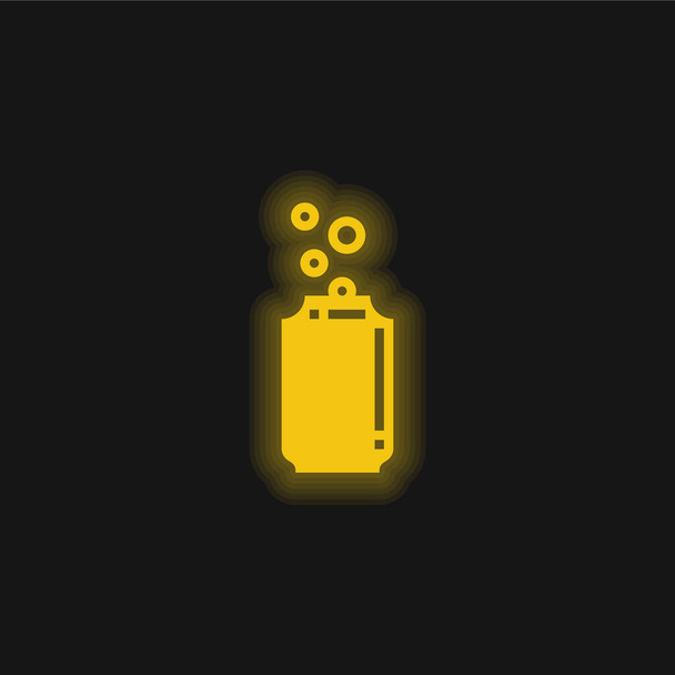 Beer Can yellow glowing neon icon - Vector, Image