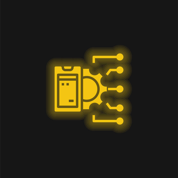アピ黄色の輝くネオンアイコン - ベクター画像