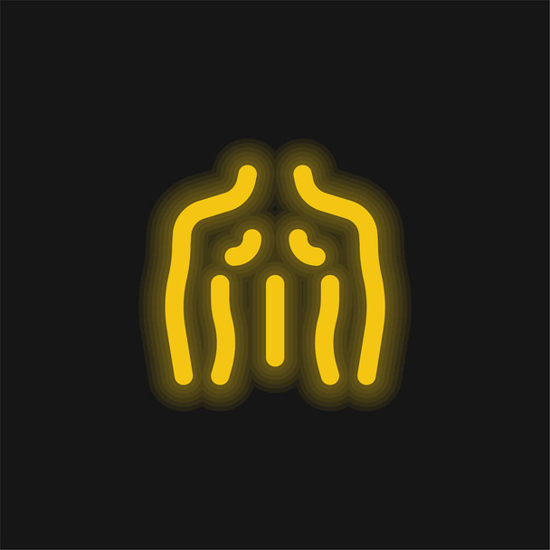 Indietro giallo brillante icona al neon - Vettoriali, immagini