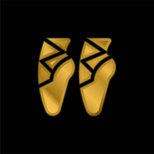 Balett cipő aranyozott fém ikon vagy logó vektor - Vektor, kép