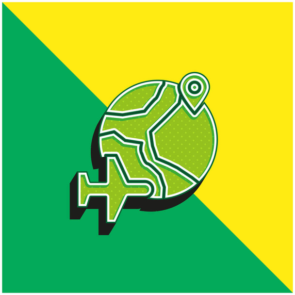 Aereo Logo icona vettoriale 3d moderna verde e gialla - Vettoriali, immagini