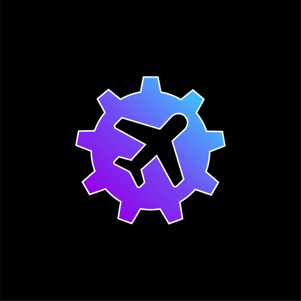 ícone vetor gradiente azul avião - Vetor, Imagem