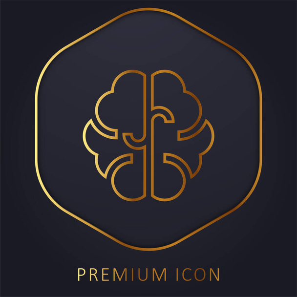 Logo nebo ikona prémie zlaté čáry mozku - Vektor, obrázek