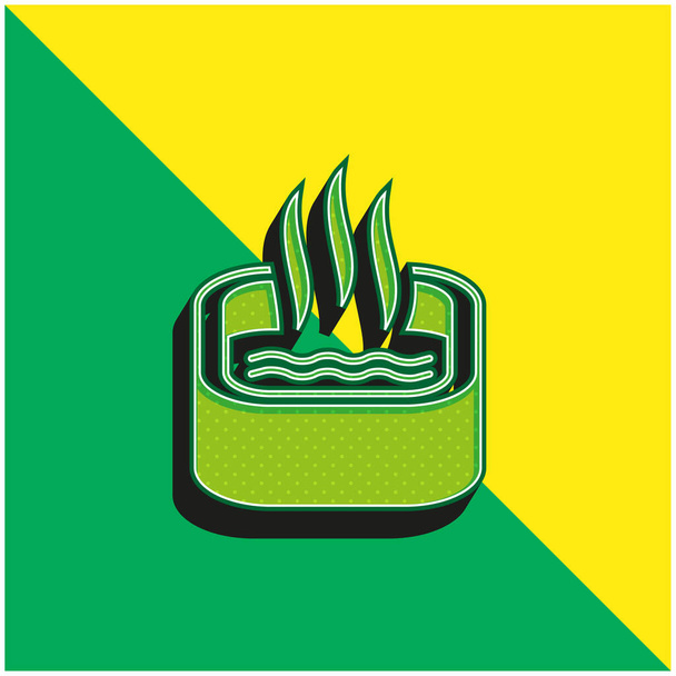 Baño De Inmersión Verde y amarillo moderno 3d vector icono logotipo - Vector, imagen