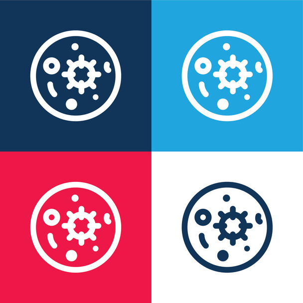 Análisis de sangre azul y rojo conjunto de iconos mínimo de cuatro colores - Vector, imagen